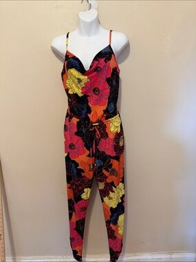 Veronica M Multicolor Floral Cowl Neck Jumpsuit
